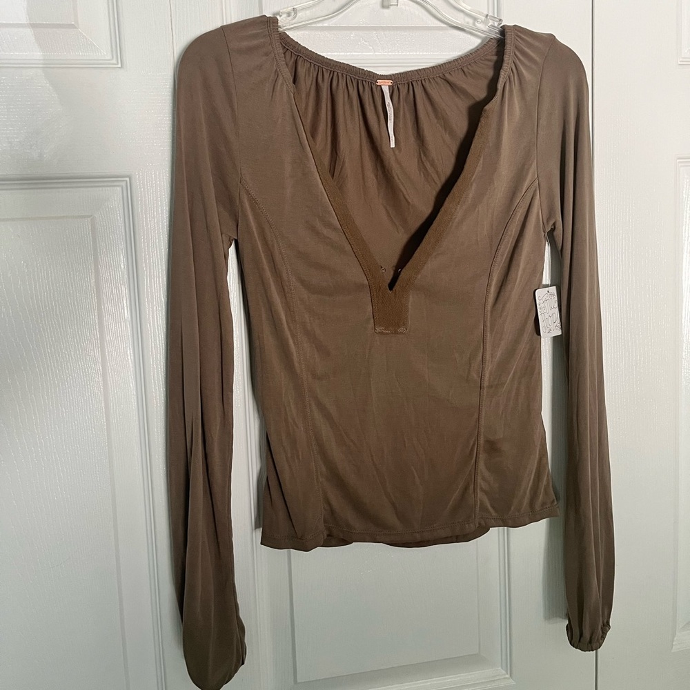Free people deep V top